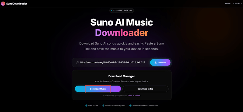 Using Online Suno Downloader to Download MP3 Suno Songs