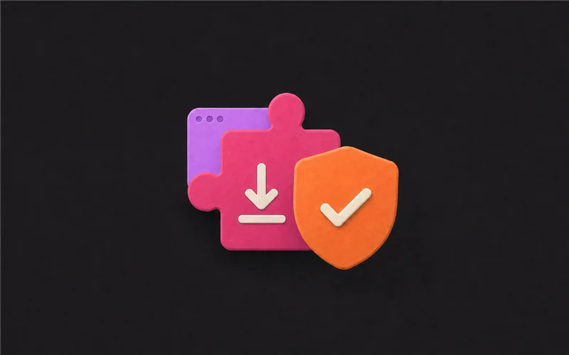 Browser extension download icon with a safety shield